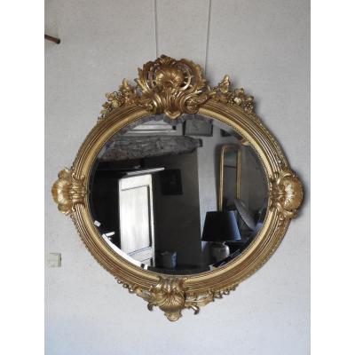 Miroir Louis XV Ovale  En Bois Doré 