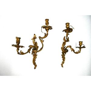 Pair Of Rococo Style Bronze Wall Lights