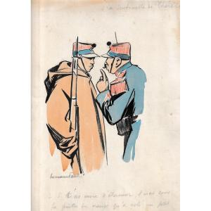 Hermann-paul, Thérèse's Sentinel, Drawing And Gouache On Paper, Circa 1914