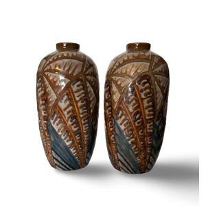 Pair Of Large Camille Tharaud Porcelain 