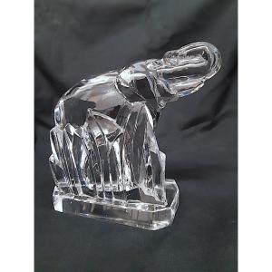 Art Deco 1925 Baccarat Elephant Georges Chevalier1930  Art Deco Geometric Crystal Sculpture 