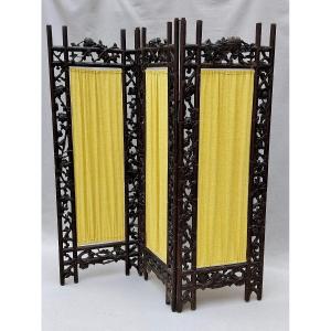 China - Fine 19th Century Carved Wood Screen Flowers China Chinese Screen