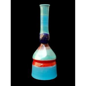 B - Large Ceramic Vase, Colored Enamel, Italy, 1960s, Italian Ceramics, 60s 