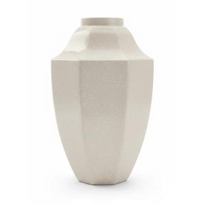 1930 Art Deco Vase  Crackle Glaze Ceramic Signed Boch La Louvière Geometric Design