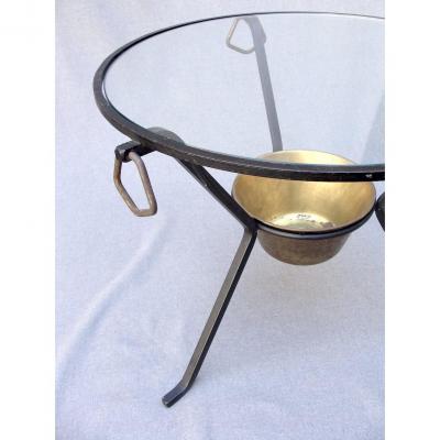 Adnet - Modernist 1950 Wrought Iron Glass Coffee Table