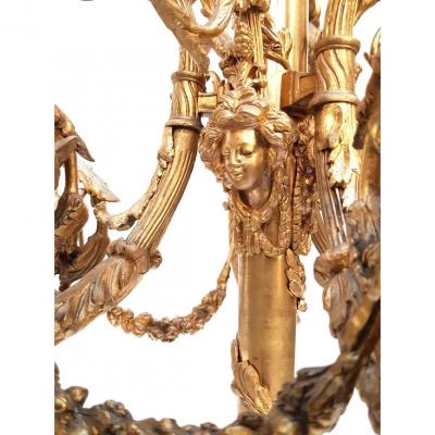 Louis XVI Style Bronze Chandelier 9 Lights In The Manner Of Dasson Beurdeley Thomire