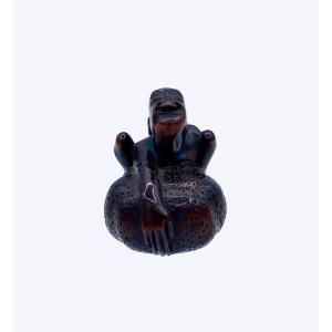 Wooden Netsuke Signed Nobuchika - Meiji Period