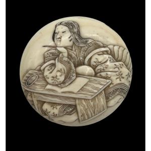 Manju Netsuke By The Poet Ono No Komachi