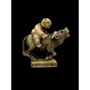 Buffalo Netsuke - Meiji Period