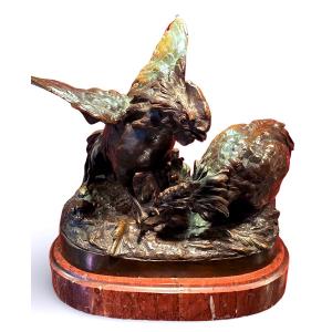 Cockfighting By Prosper Lecourtier (1851-1925)