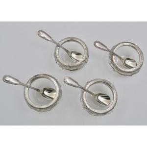 Christofle Nineteenth Century, Salerons And Their Spoons In Silver