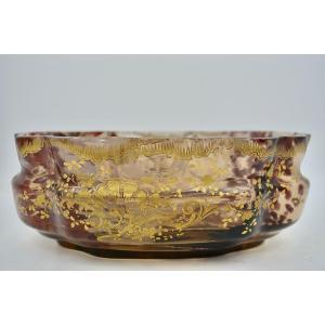 Ernest-baptiste Leveillé. Speckled Glass Jardiniere Around 1900