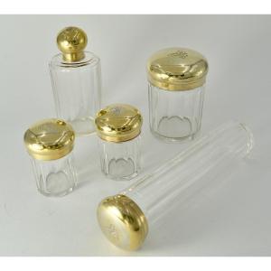 Part Of Toilet Service, Crystal And Gilt Silver, France Circa 1900, By Keller 