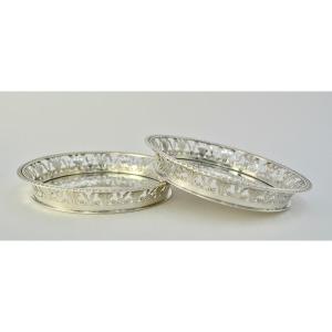 Carafe Coasters, A Pair, Silver Italy Venice 19th Century 