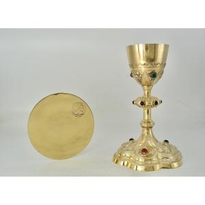 Chalice And Paten In Gilded Silver. France Circa 1870