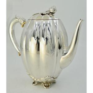 Silver Coffee Pot With Melon Ribs, Netherlands, Circa 1950
