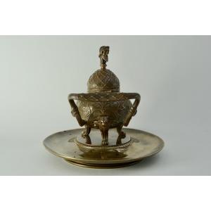 Barbedienne Bronze Inkwell, France, 19th Century