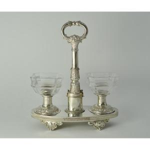 Double Salt Cellar In Silver And Crystal, France Circa 1825 Paris