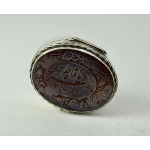 Pillbox In Silver And Carnoline. Yemen Around 1930