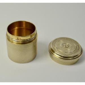 Cylindrical Box In Gilded Silver, France Circa 1900, By G Keller, Goldsmith