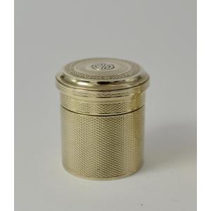 Cylindrical Box In Gilded Silver, France Circa 1900, By G Keller Goldsmith
