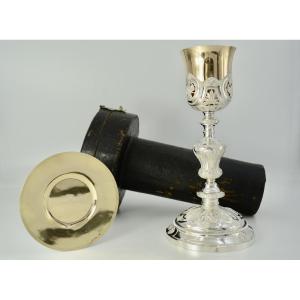 Silver Chalice And Paten, France, Empire Period, By Jc Cahier, Goldsmith 