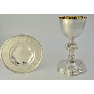 Protestant Chalice And Paten In Silver, United Kingdom, Circa 1880