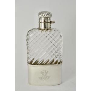 Glass And Silver Flask, Belgium Circa 1900