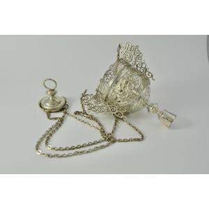 Russia XIX Eme Siecle. Moscow Silver Votive Lamp / Nightlight Circa 1894