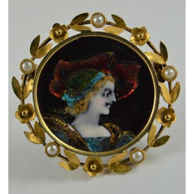 Gold Brooch And Email