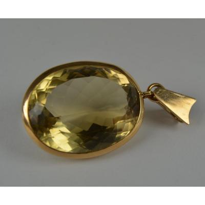 Pendant In Yellow Gold 750 18k, Citrine 23.9 Gr