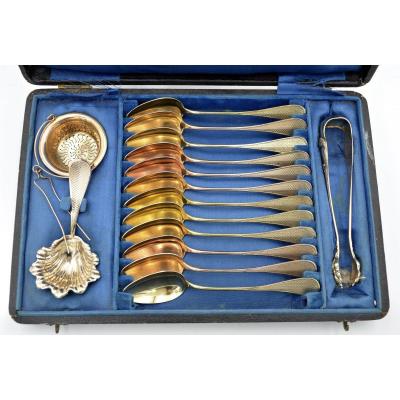 Golden Silver Tea Service. France XIX Century