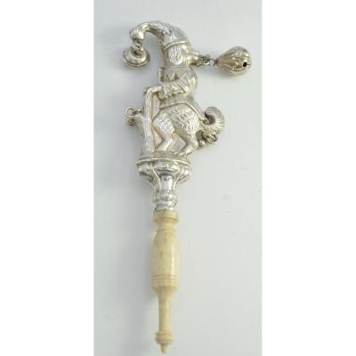 English Silver Rattle, Jester Dog. United Kingdom From The Beginning Of The XX Century