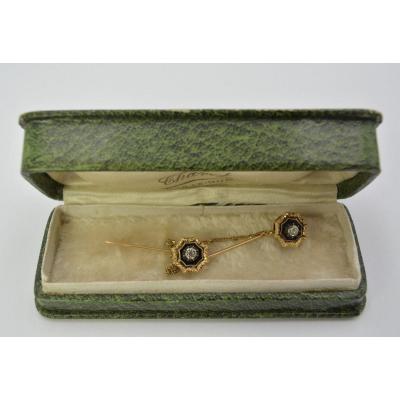 Gold Collar Or Jabot Pin (double Pin), France, 19th Century