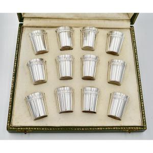 Vodka / Liqueur Service 12 Silver Goblets France