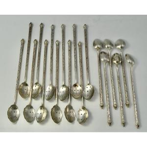 18 Silver Cocktail Spoons, Cambodia Circa 1900