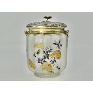 Legras / Gallia Art - Nouveau Biscuitier Cristal Givré Circa 1900