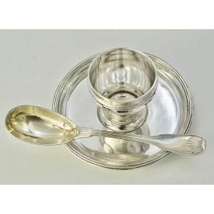 Egg Cup And Its Saucer In Silver France Circa 1890
