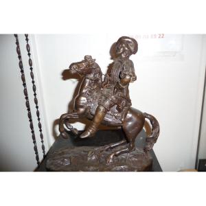 Bronze Representing A Musketeer On Horseback