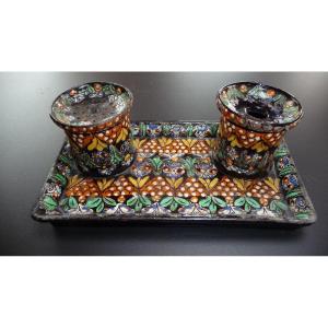 Ceramic Inkwell From Thun, 19th Century