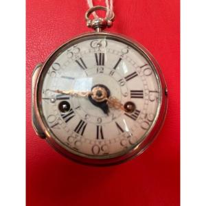  Silver Onion Watch With Alarm, Louis XV Period, By (debeu In Paris)
