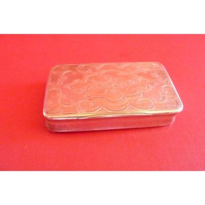Engraved Snuffbox In Sterling Silver, Around 1840.