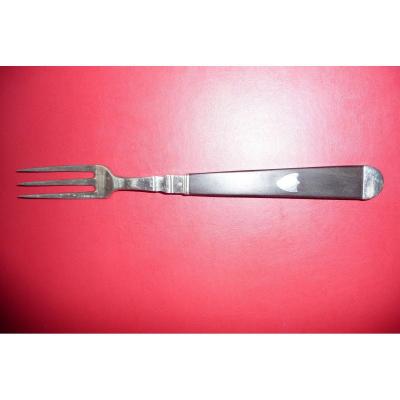 Ragout Fork First Empire, Sterling Silver With Ebony Handle, Paris Hallmark (1798-1809)