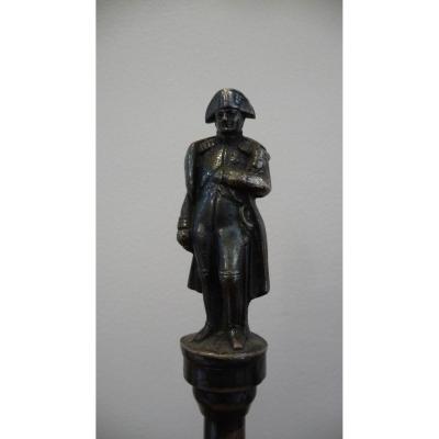 Napoleon 1 Er At The Top Of A Column In Silver Bronze. XIXth Period.