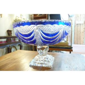 Large Chiseled Crystal Cup, Cobalt Blue, Cristallerie De Lorraine (lemberg).