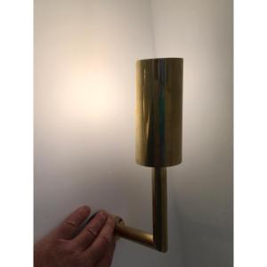 Pair Of Angled Brass Wall Sconces, Italy, 1960s