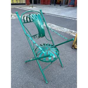 Chaise De Jardin Pliante En Fer Peint XIX Eme