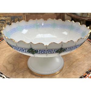 19th Century White Opaline Cup With Golden Scrollwork Decorations 