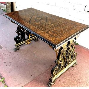 Table, 17th Century Top, 19th Century Base Walnut 