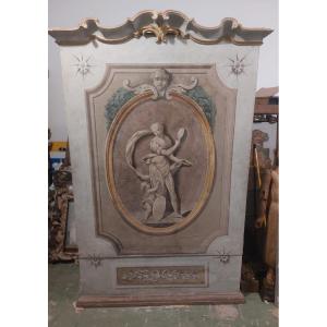 18th Century Italian Folding Single Bed Becoming A Tempera-painted Wardrobe 